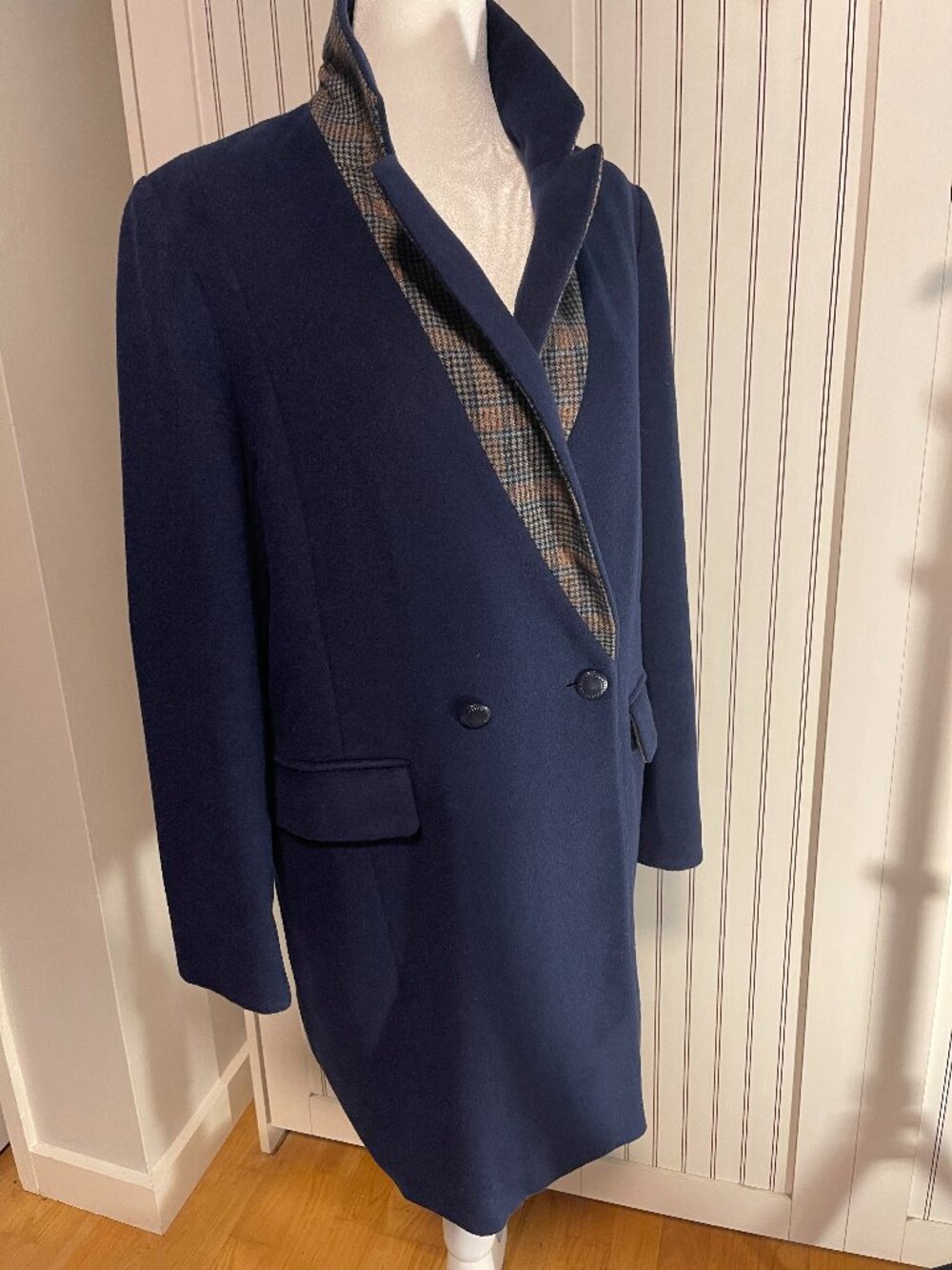 COMPAGNA Navy Wool Blend Double-Breasted Coat | Size 66 (M)